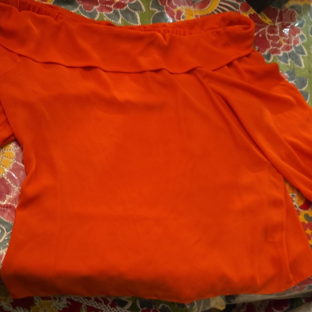 Banana Republic Vibrant Orange Off-Shoulder Blouse